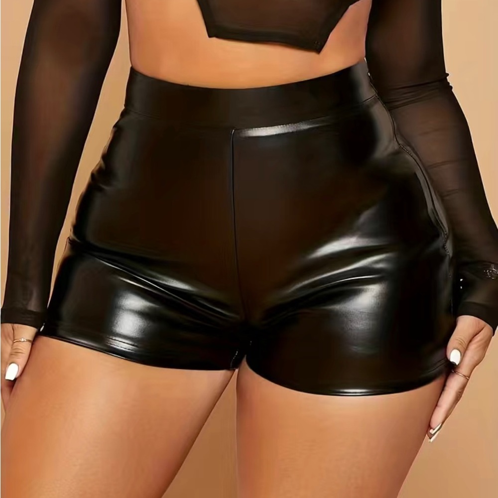 Faux leather shorts